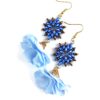 orecchini pendenti azzurri blu perline fiori monachella acciaio