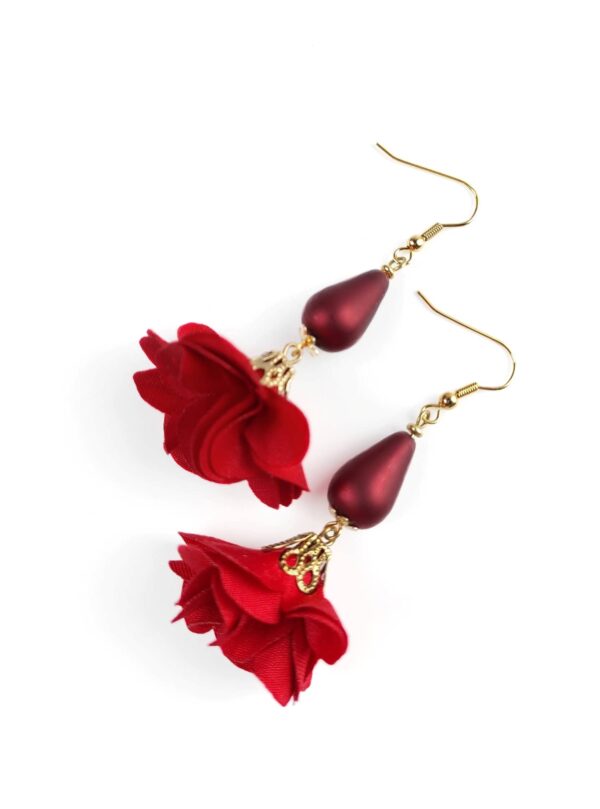 orecchini pendenti fiori gocce rossi monachelle acciaio