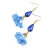 orecchini pendenti azzurri blu goccia fiori monachella acciaio 2