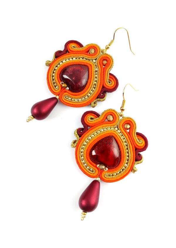 orecchini pendenti cuori arancioni rossi monachella in acciaio chirurgico (3)
