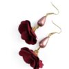 orecchini pendenti rosso bordeaux monachella acciaio gocce fiori 1