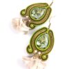 orecchini pendenti verde beige fiori monachella in acciaio chirurgico